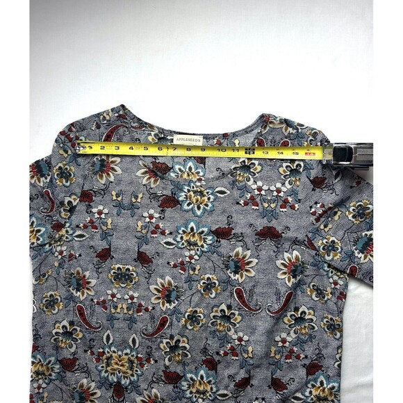 Appleseeds Blue Floral Ruffle Cuff & Trim Size Large - Picture 4 of 8